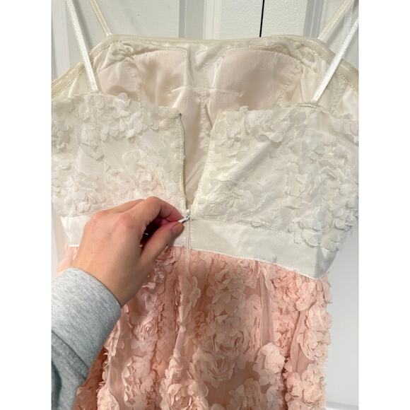 Adrianna Papell 6 Strapless Floral Applique Gown $489 Corset Dress Pink White - Picture 12 of 16